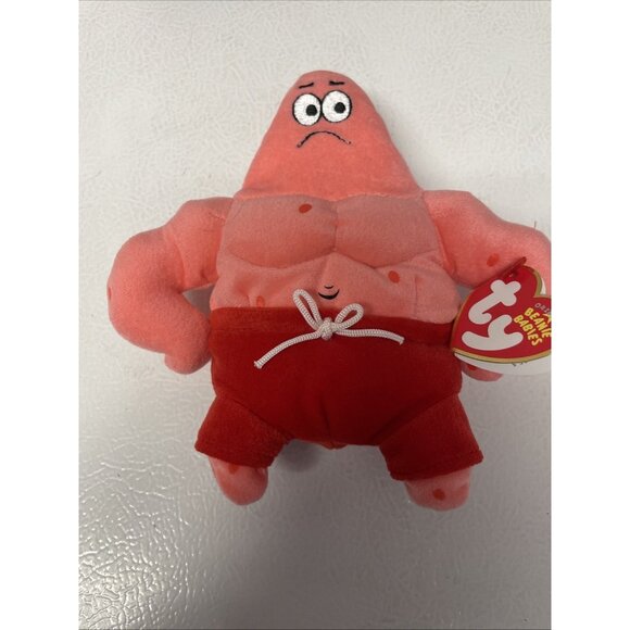 Ty Beanie Babies Patrick Starfish Muscle Man Star Plush  SpongeBob SquarePants Patrick Ty Beanie Babies Plush Buff First Mate